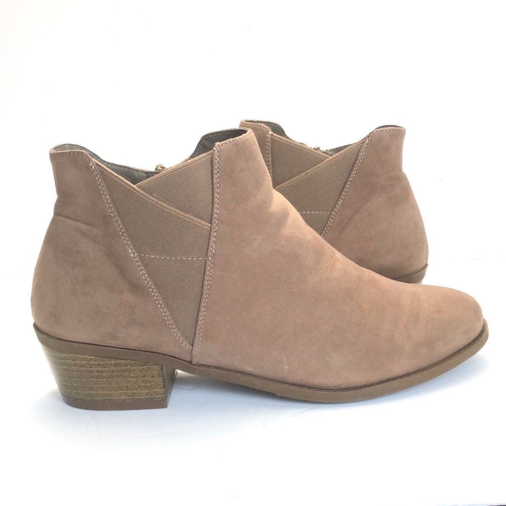 Torrid Taupe Elastic Side Zip Almond Toe Ankle Boots size 12W